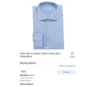 Kiton Men’s Check shirt made in Italy